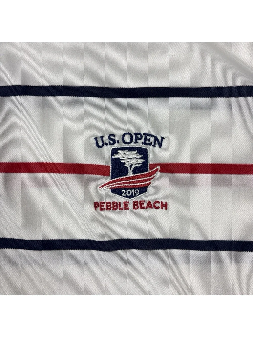 US Open Collection by Ralph Lauren Polo Shirt Mens L Striped Pebble Beach 2019